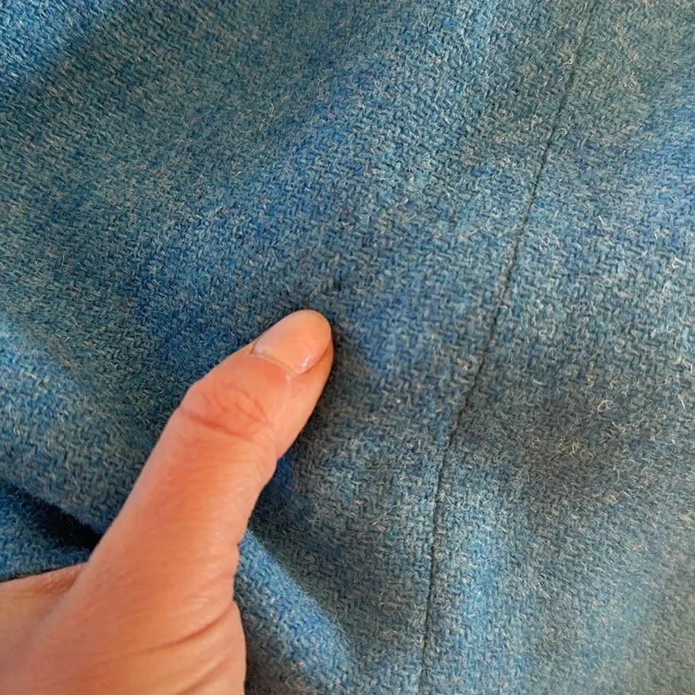 Mugler Vintage Blue Wool Tweed Mini Pencil Skirt - Picture 5 of 7